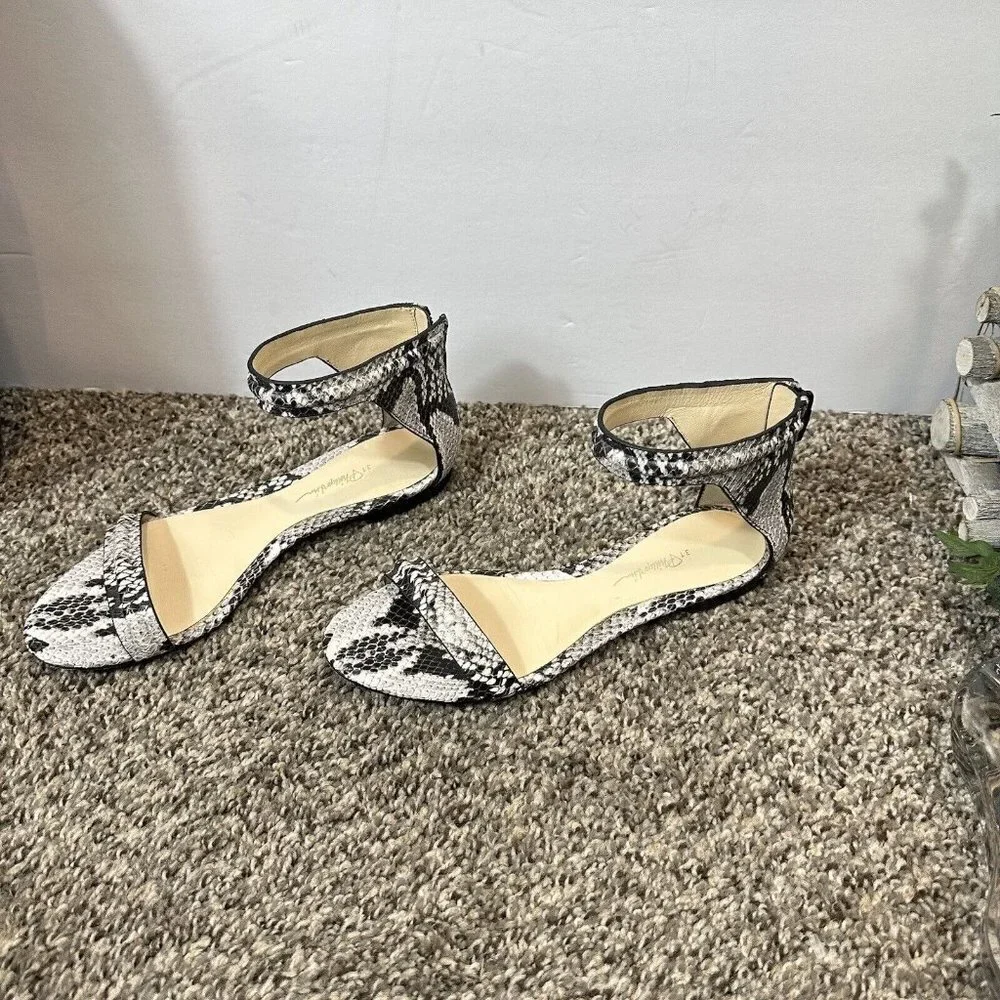 3.1 Philip Lim Ankle Strap Gladiator Sandals Snake Leather Back Zip 36 US 6